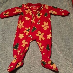 Carter's Red and Green Footies with Cozy Gingerbread Design